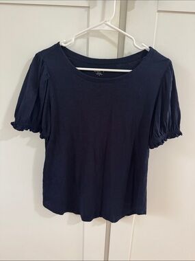 LOFT outlet Women's Navy Puff Sleeve Tee - Classic Scoop Neck